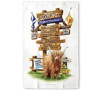 Roy Anstey Design Welcome TO Scotland (un) Official Population of Scotland Scotland Tea Towel