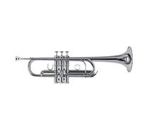 Roy Benson C-Trumpet TR-402CS (trompeta versátil, con afinación conmutable de Do a Sib, incluye práctico estuche rectangular tipo mochila), plateada