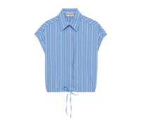 Roy Roger's- Camisa de Popelina de Algodón a Rayas- Blouses & Shirts- Mujer- Azul- L- Camisa de Popelina de Algodón a Rayas