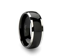 Roy Rose Jewelry Anillo de boda de tungsteno con incrustaciones de cerámica negra para hombre, ajuste cómodo abovedado, 6 mm, 7 mm, 8 mm, 10 mm de ancho, nombre del estilo: Carrera, metal, no conocido