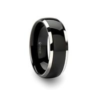 Roy Rose Jewelry Anillo de boda de tungsteno con incrustaciones de cerámica negra para hombre, ajuste cómodo abovedado, 6 mm, 7 mm, 8 mm, 10 mm de ancho, nombre del estilo: Carrera, metal, no conocido