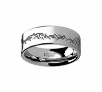 Roy Rose Jewelry Anillo de boda de tungsteno para hombre y mujer, diseño de montaña. Ajuste cómodo plano. 4 mm, 6 mm, 8 mm, 10 mm, 12 mm de ancho. Nombre del estilo: naturaleza, metal, sin piedras