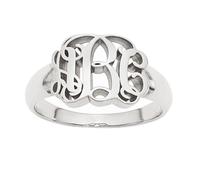 Roy Rose Jewelry - Anillo de sello con monograma, hecho a medida con tres iniciales, fabricado en plata de ley maciza en talla 13.5