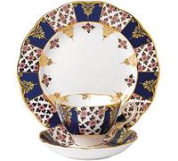 Royal Albert 100 Years 40017566 1900 Taza de té, platillo, Plato de 20 cm, Juego de 3 Piezas, Porcelana China, Azul Regency, 2 Piece Set, 3
