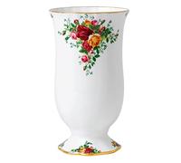 Royal Albert - Jarrón Old Country Roses de Regalo - Jarrón Vintage de Porcelana Fina - Tamaño Mediano - Patrón Floral, 22 cm, Blanco
