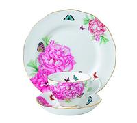Royal Albert Miranda Kerr 40010579-Juego de 3 Tazas de té, platillo y Plato Lateral, Porcelana de Ceniza de Hueso, Blanco, 20 cm