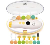 Royal Angels Lima de Uñas Eléctrica Recargable para Bebé 22 en 1 con Pantalla LCD, Estuche Rotulado, 13 Almohadillas Extra, 4 Velocidades, Cortador Seguro y Silencioso con Luz LED (recargable, mango)