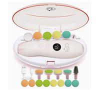 Royal Angels Lima de Uñas Eléctrica Recargable para Bebé 22 en 1 con Pantalla LCD, Estuche Rotulado, 13 Almohadillas Extra, 4 Velocidades, Cortador Seguro y Silencioso con Luz LED(blanco y rosa)
