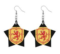 Royal Arms Of_ Kingdom of Scotland - Pendientes colgantes de madera para mujer, diseño de gota, Apricot shaped, Madera, Sin piedra preciosa