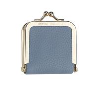 Royal Bagger Genuine Cow Leather Mini Jewelry Box, Ring & Necklace Storage, Slim Coin Purse with Kiss Lock for Women 3120 (Lino Azul)