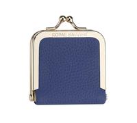 Royal Bagger Genuine Cow Leather Mini Jewelry Box, Ring & Necklace Storage, Slim Coin Purse with Kiss Lock for Women 3120 (Azul Real)