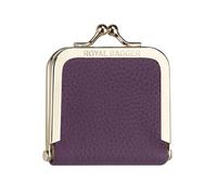 Royal Bagger Genuine Cow Leather Mini Jewelry Box, Ring & Necklace Storage, Slim Coin Purse with Kiss Lock for Women 3120 (Púrpura Profunda)