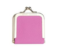 Royal Bagger Genuine Cow Leather Mini Jewelry Box, Ring & Necklace Storage, Slim Coin Purse with Kiss Lock for Women 3120 (Rosa)