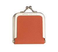 Royal Bagger Genuine Cow Leather Mini Jewelry Box, Ring & Necklace Storage, Slim Coin Purse with Kiss Lock for Women 3120 (Naranja)