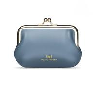 Royal Bagger Retro Kiss Lock RFID Tarjetero Monedero para Mujer Cuero Genuino de Vaca Pequeño Bolso de lápiz Labial Moda Mini Cartera con Llavero 3243 (Azul)
