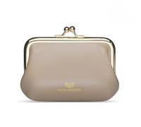 Royal Bagger Retro Kiss Lock RFID Tarjetero Monedero para Mujer Cuero Genuino de Vaca Pequeño Bolso de lápiz Labial Moda Mini Cartera con Llavero 3243 (Albaricoque)
