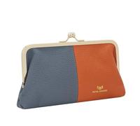 Royal Bagger RFID Bloqueo Genuino Cuero De Vaca Embrague Monedero para Mujer, Elegante Cartera De Noche con Bloqueo De Beso, Soporte para Teléfono 2868 (Azul Naranja)
