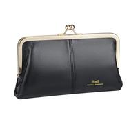 Royal Bagger RFID Kiss Lock Cartera, Color Sólido Multi-Tarjeta Ranuras Titular De La Tarjeta, Cuero De Vaca Genuino Embrague Monederos para Las Mujeres 1468 (Negro (2468))