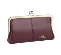 Royal Bagger RFID Kiss Lock Cartera, Color Sólido Multi-Tarjeta Ranuras Titular De La Tarjeta, Cuero De Vaca Genuino Embrague Monederos para Las Mujeres 1468 (Vino Rojo (2468))