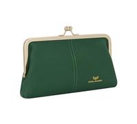 Royal Bagger RFID Kiss Lock Cartera, Color Sólido Multi-Tarjeta Ranuras Titular De La Tarjeta, Cuero De Vaca Genuino Embrague Monederos para Las Mujeres 1468 (Verde Oscuro)