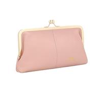 Royal Bagger RFID Kiss Lock Cartera, Color Sólido Multi-Tarjeta Ranuras Titular De La Tarjeta, Cuero De Vaca Genuino Embrague Monederos para Las Mujeres 1468 (Rosa)