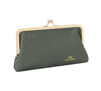 Royal Bagger RFID Kiss Lock Cartera, Color Sólido Multi-Tarjeta Ranuras Titular De La Tarjeta, Cuero De Vaca Genuino Embrague Monederos para Las Mujeres 1468 (Verde Almendra)
