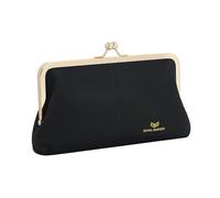 Royal Bagger RFID Kiss Lock Cartera, Color Sólido Multi-Tarjeta Ranuras Titular De La Tarjeta, Cuero De Vaca Genuino Embrague Monederos para Las Mujeres 1468 (Negro)