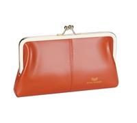 Royal Bagger RFID Kiss Lock Cartera, Color Sólido Multi-Tarjeta Ranuras Titular De La Tarjeta, Cuero De Vaca Genuino Embrague Monederos para Las Mujeres 1468 (Naranja (2468))