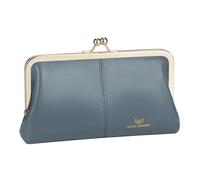 Royal Bagger RFID Kiss Lock Cartera, Color Sólido Multi-Tarjeta Ranuras Titular De La Tarjeta, Cuero De Vaca Genuino Embrague Monederos para Las Mujeres 1468 (Azul (2468))