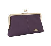 Royal Bagger RFID Kiss Lock Cartera, Color Sólido Multi-Tarjeta Ranuras Titular De La Tarjeta, Cuero De Vaca Genuino Embrague Monederos para Las Mujeres 1468 (Violeta)