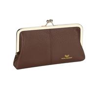 Royal Bagger RFID Kiss Lock Cartera, Color Sólido Multi-Tarjeta Ranuras Titular De La Tarjeta, Cuero De Vaca Genuino Embrague Monederos para Las Mujeres 1468 (Café)