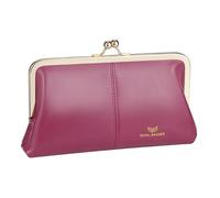 Royal Bagger RFID Kiss Lock Cartera, Color Sólido Multi-Tarjeta Ranuras Titular De La Tarjeta, Cuero De Vaca Genuino Embrague Monederos para Las Mujeres 1468 (Rosa (2468))