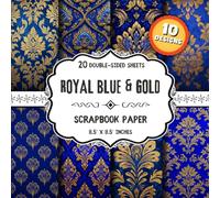 Royal Blue & Gold Scrapbook Paper: Luxury & Decorative Craft Paper | 10 Designs | 20 Double-Sided Sheets for Scrapbooking, Journals, Card Making & Mixed Media | 8.5 x 8.5