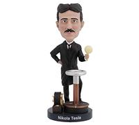 Royal Bobbles - Muñeco cabezón de Nikola Tesla - con Bombilla Que Brilla en la Oscuridad