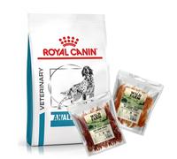 ROYAL CANIN Dog Anallergenic 8 kg alimento seco para perros adultos con alergia alimentaria con síntomas dermatológicos y/o gastrointestinales & WILD FARM Mezcla de Sabores 2x500g