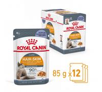 Royal Canin Hair & Skin Care - Comida en gelatina para gatos adultos con piel y pelaje sensible - Cantidad: 12 x 85 g