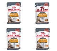 Royal Canin Hair & Skin Care Gravy | Pack de 4 | 4 x 12 x 85g | Alimento Completo para Gatos Adultos | Trozos Finos en Salsa | Puede contribuir a un Pelaje Saludable