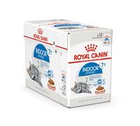 Royal Canin Indoor Sterilised 7+ | 12 x 85 g | Alimento Completo para gatos de Interior a Partir de los 7 años | para gatos esterilizados Que Viven en casa | Trocitos en gelatina