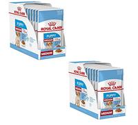 Royal Canin Medium Puppy | Paquete Doble | 2 x 10 x 140 g | Comida húmeda para Cachorros de tamaño Mediano | hasta los 12 Meses de Edad | para el Cerebro | Trozos en Salsa