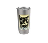 Royal Cat The King, retro, vintage, amante de los gatitos Vaso térmico de acero inoxidable de doble pared
