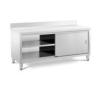 Royal Catering Armario Bajo Mueble de Cocina RCSSCB-200X70-E-B (Capacidad: 600 kg, Superficie de trabajo: 200 x 70 cm, 2 puertas deslizantes y antisalpique)