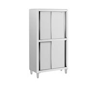 Royal Catering Armario en Acero Inoxidable para Vajilla RCDC-100, Estanterias Almacenaje (Dimensiones: 1000 x 500 x 1800 mm, 4 puertas correderas, 3 estantes)