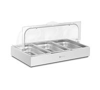 Royal Catering Bandeja de Servicio Rolltop RCCD-RC-03 (Capacidad: 3 x 2,6 L, Dimensiones: 535 x 335 x 250 mm, 3 contenedores GN 1/3)