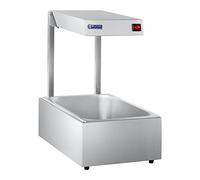 Royal Catering Calentador de comida RCWB-500 (500 W Lámpara halógena, temperatura máx. 80 °C, Capacidad 20 l, Acero inoxidable, Incl. Recipiente GN 1/1)
