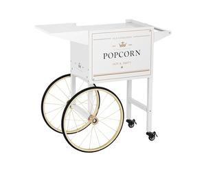 Royal Catering Carrito Para Palomiteras Carro Para Máquina De Palomitas RCPT-WGWG-1 (Con 4 ruedas y 2 frenos, Chapa de acero lacada, Blanco y dorado)