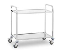 Royal Catering Carro Cocina Carrito de Servicio con Ruedas RCSW 2 (2 Estantes, Carga 160 kg, Distancia Entre estantes 62 cm, Acer Inoxidable)