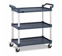 Royal Catering Carro De Servicio Carrito para Hostelería RC-ST910SS (con 2 Frenos de estacionamiento, 3 estantes, Capacidad de Carga: 150 kg)