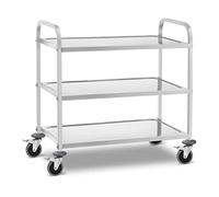 Royal Catering Carro De Servicio En Acero Inoxidable Camarera RCSW 3B (3 estantes, Distancia entre estantes: 30 cm, Capacidad de carga 355 kg)