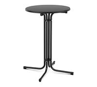 Royal Catering Come-De pie Mesa Alta Bistrot Bistro Bar Redondo RC-BIS70FB (Ø 70 cm, Altura 110 cm, Plegable, Patas Ajustables, Acero y Contrachapado Recubierto De Plástico, Negro)