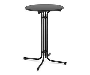 Royal Catering Come-De pie Mesa Alta Bistrot Bistro Bar Redondo RC-BIS70FB (Ø 70 cm, Altura 110 cm, Plegable, Patas Ajustables, Acero y Contrachapado Recubierto De Plástico, Negro)